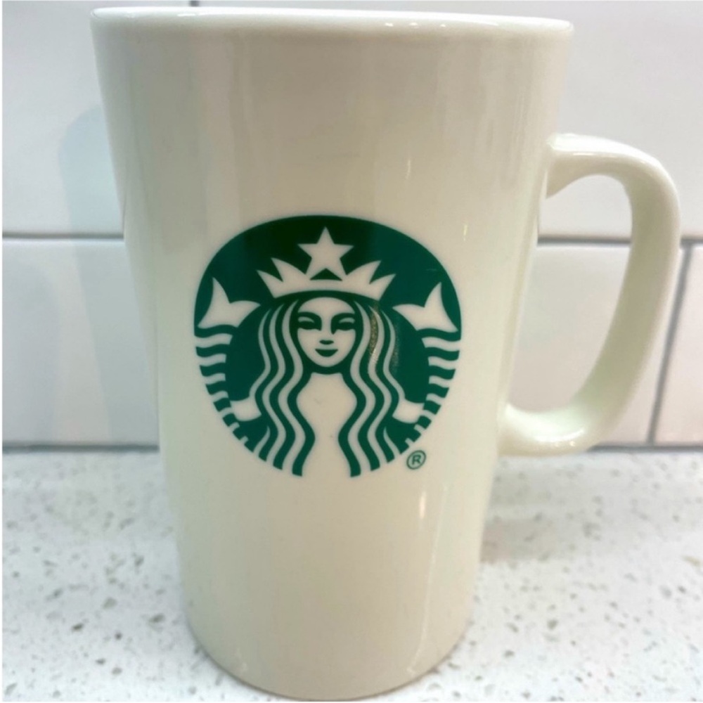 Starbucks White Green Logo Ceramic Coffee Mug / Cup 16 fl/ oz